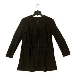 Ryu womens medium black wool boho jacket tiered coat ruffle anthropolpgie